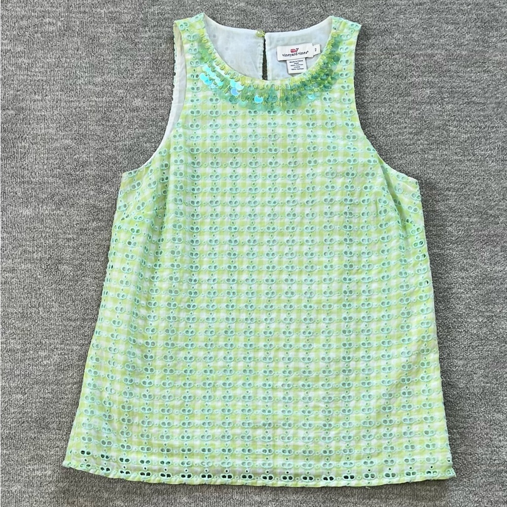 Vineyard Vines Mint Green Eyelet Sleeveless Top